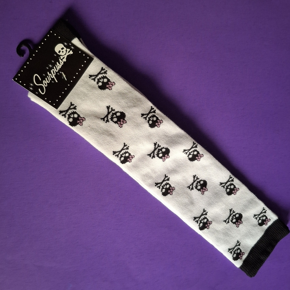 Sourpuss Knee High Skull Socks
